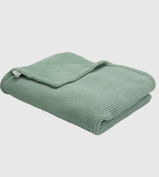 BundleBean Coperta in 100% jersey di cotone reversibile, doppio strato con bordo a contrasto, 100 x 75 cm, ideale per lettini, passeggini, orso polare