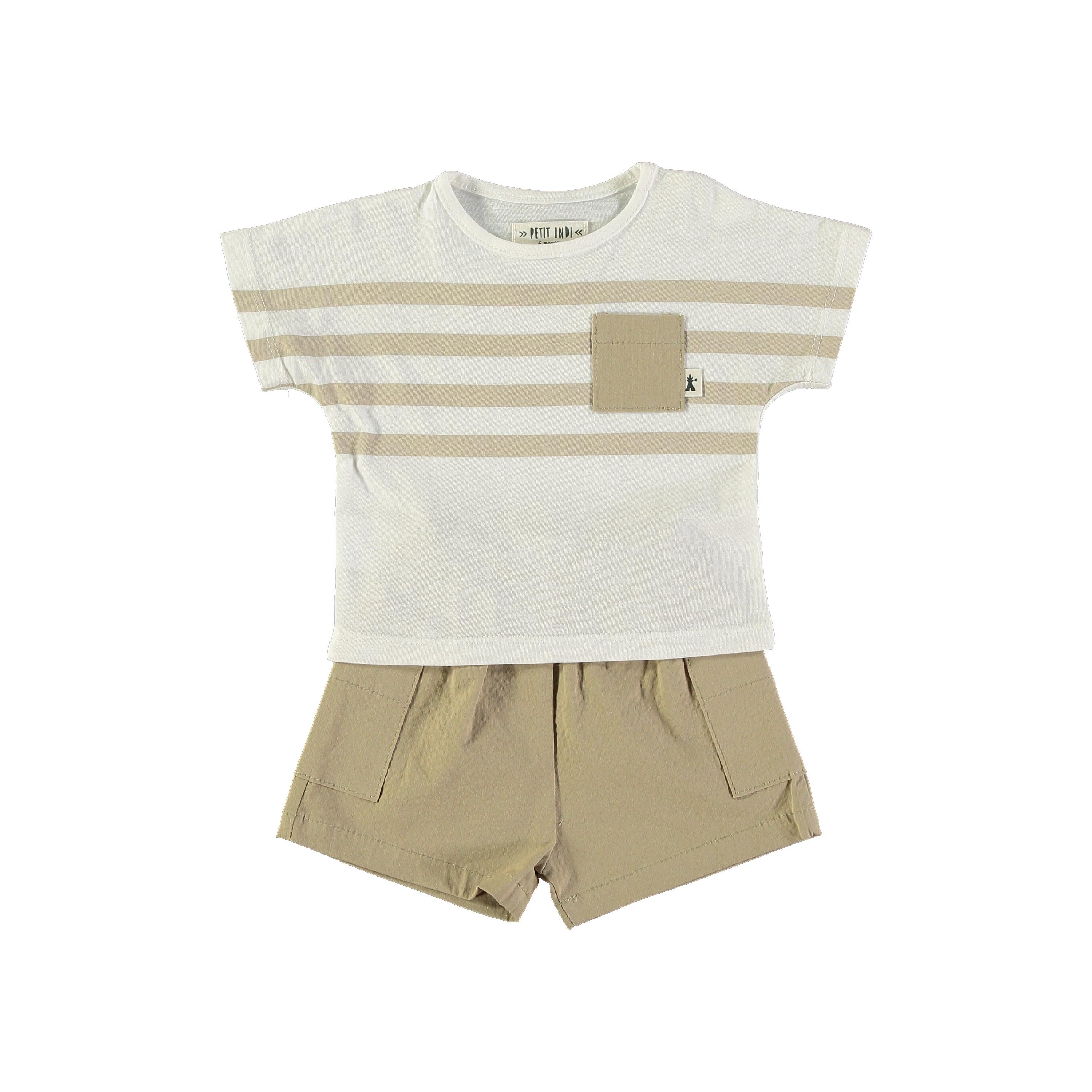 Petit Indi - set t-shirt e shorts beige