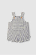 Snug - salopette corta righe indigo