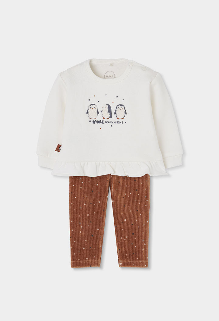 Boboli - set felpa pinguini con leggings
