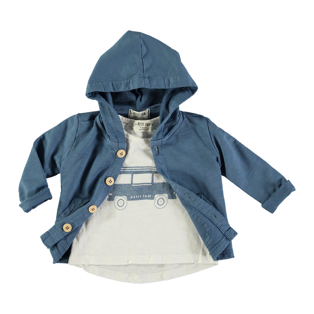 Petit Indi - cardigan blu cappuccio