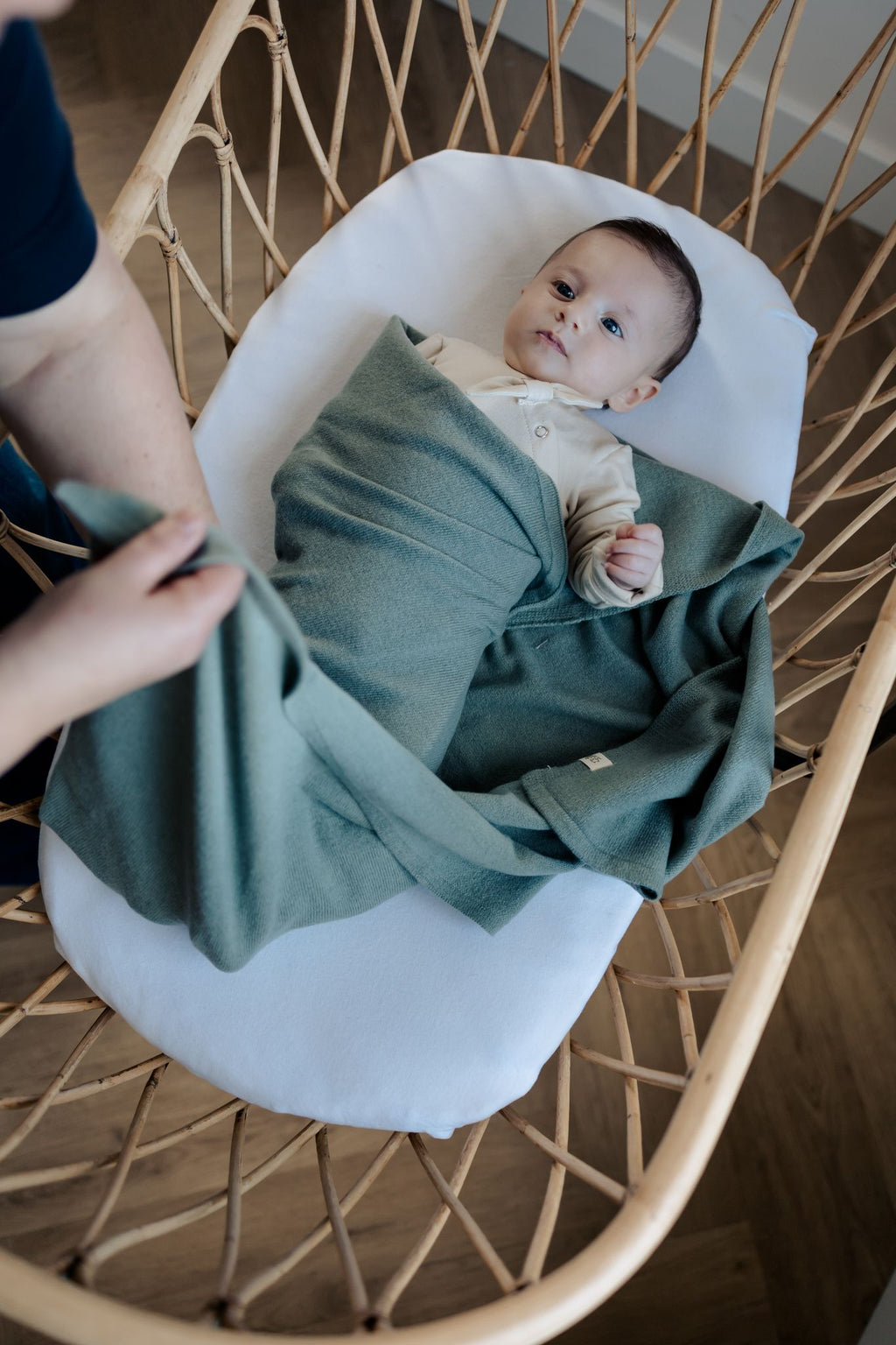 Moalie - copertina verde lana e cashmere