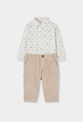 Boboli - set body in fantasia con pantalone velluto