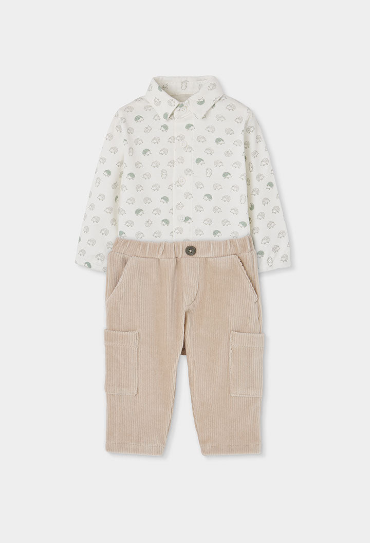 Boboli - set body in fantasia con pantalone velluto
