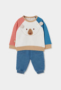 Boboli - set felpa bear con jeans baggy