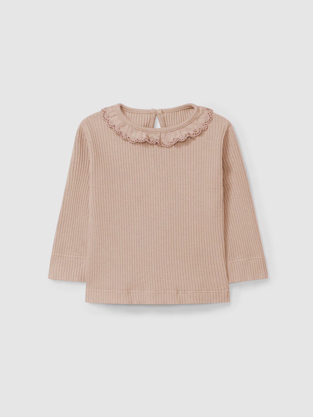 Snug - maglia costina rosa antico con colletto
