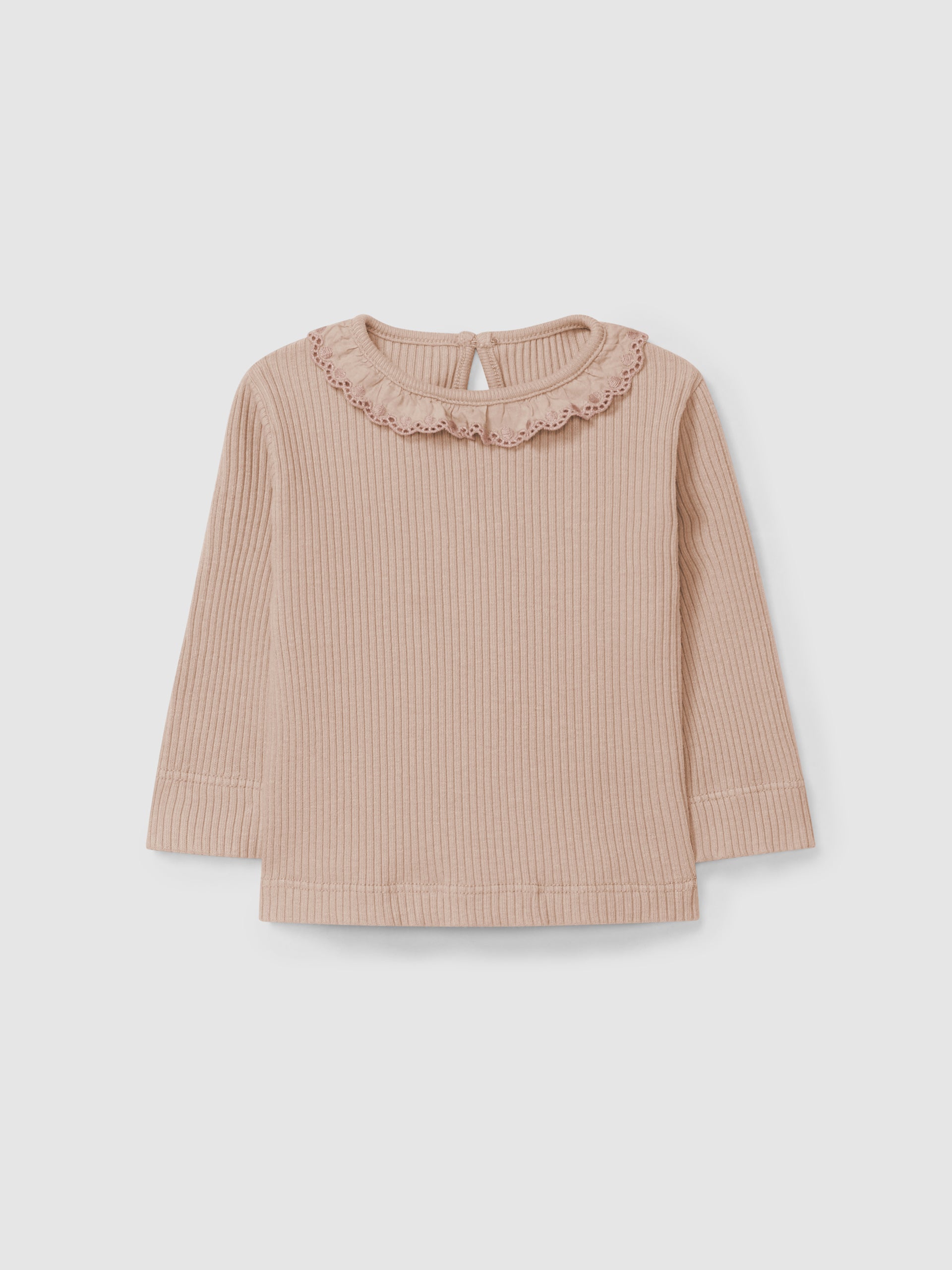 Snug - maglia costina rosa antico con colletto
