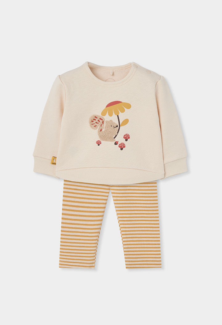 Boboli - set felpa scoiattolo con leggins righe