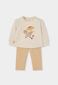 Boboli - set felpa scoiattolo con leggins righe