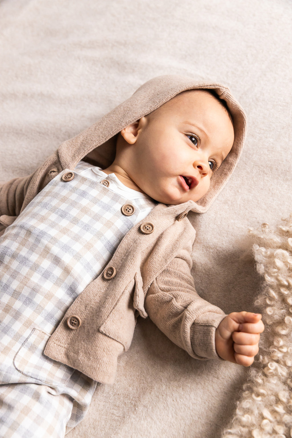 Petit Indi - cardigan cappuccio caldo cotone