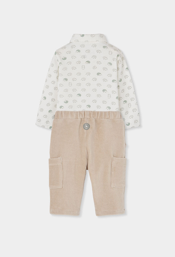 Boboli - set body in fantasia con pantalone velluto