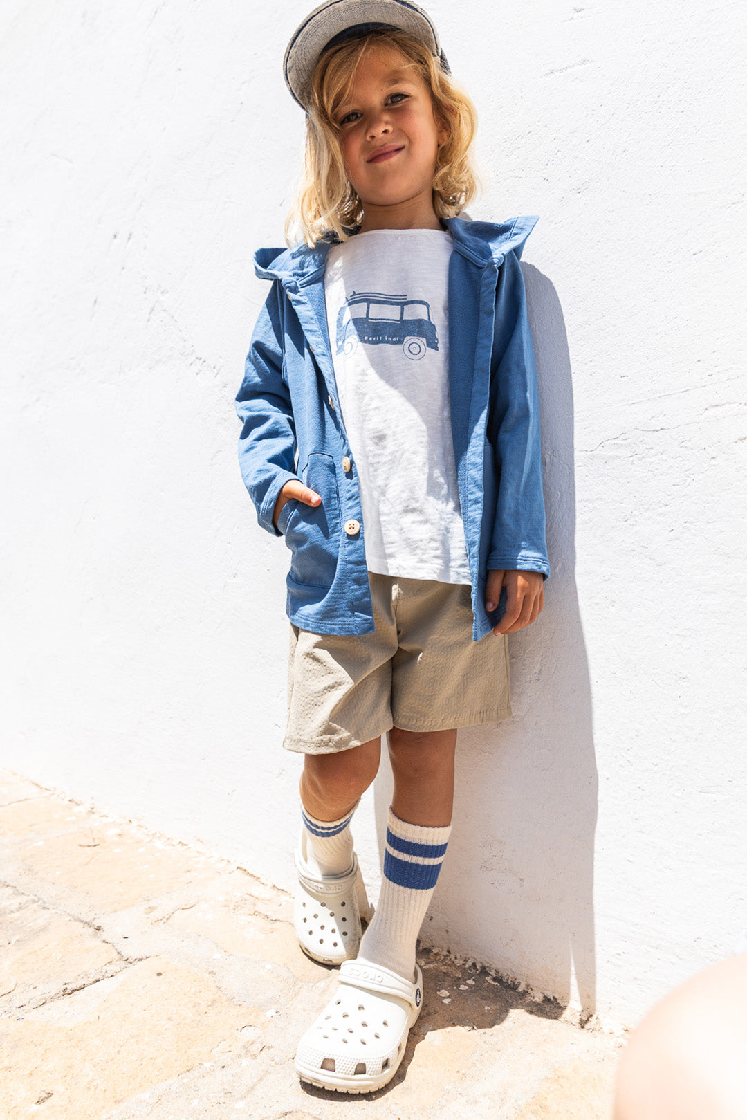 Petit Indi - cardigan blu cappuccio