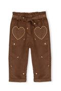 Drkid - pantalone velluto marrone con cuoricini