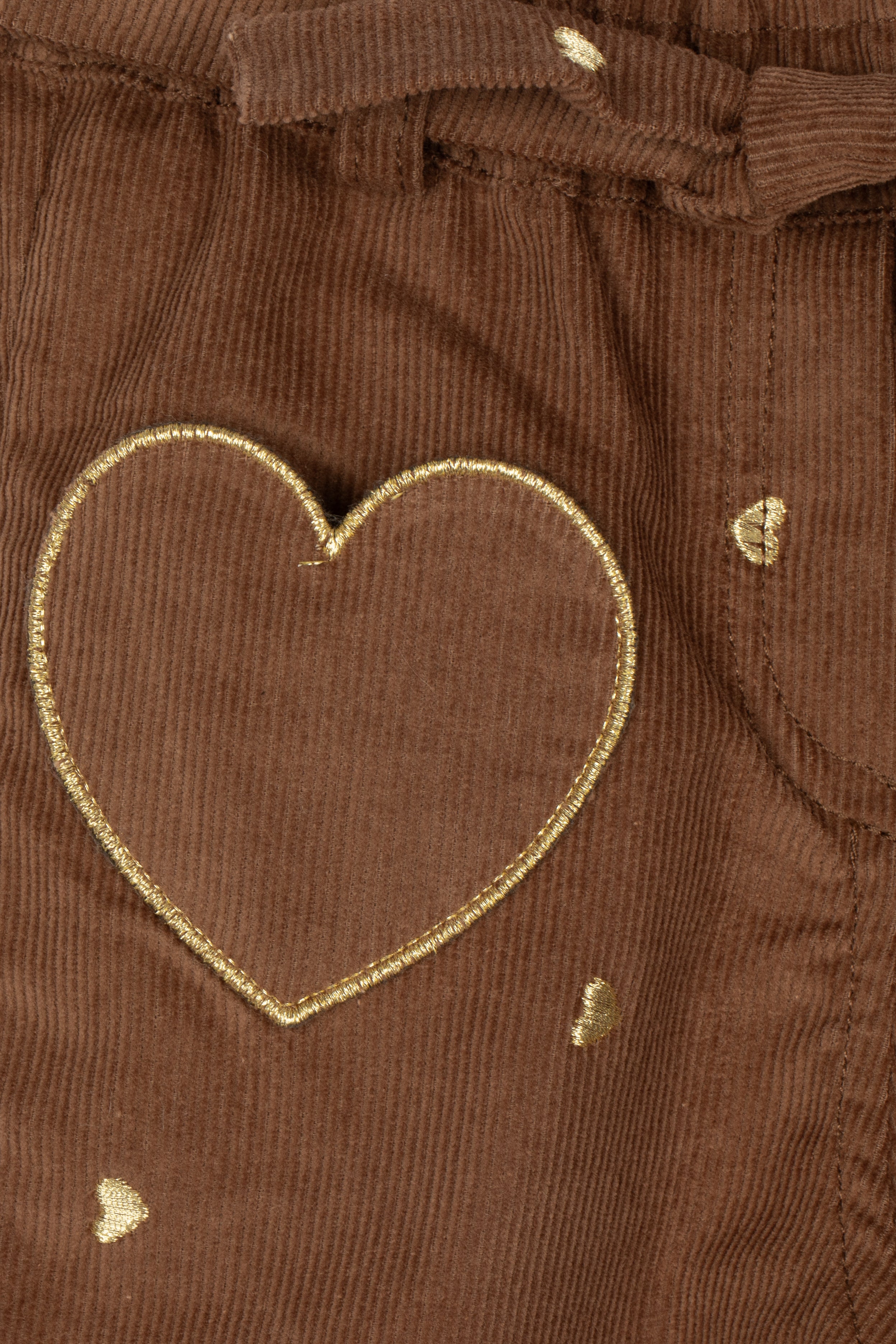Drkid - pantalone velluto marrone con cuoricini
