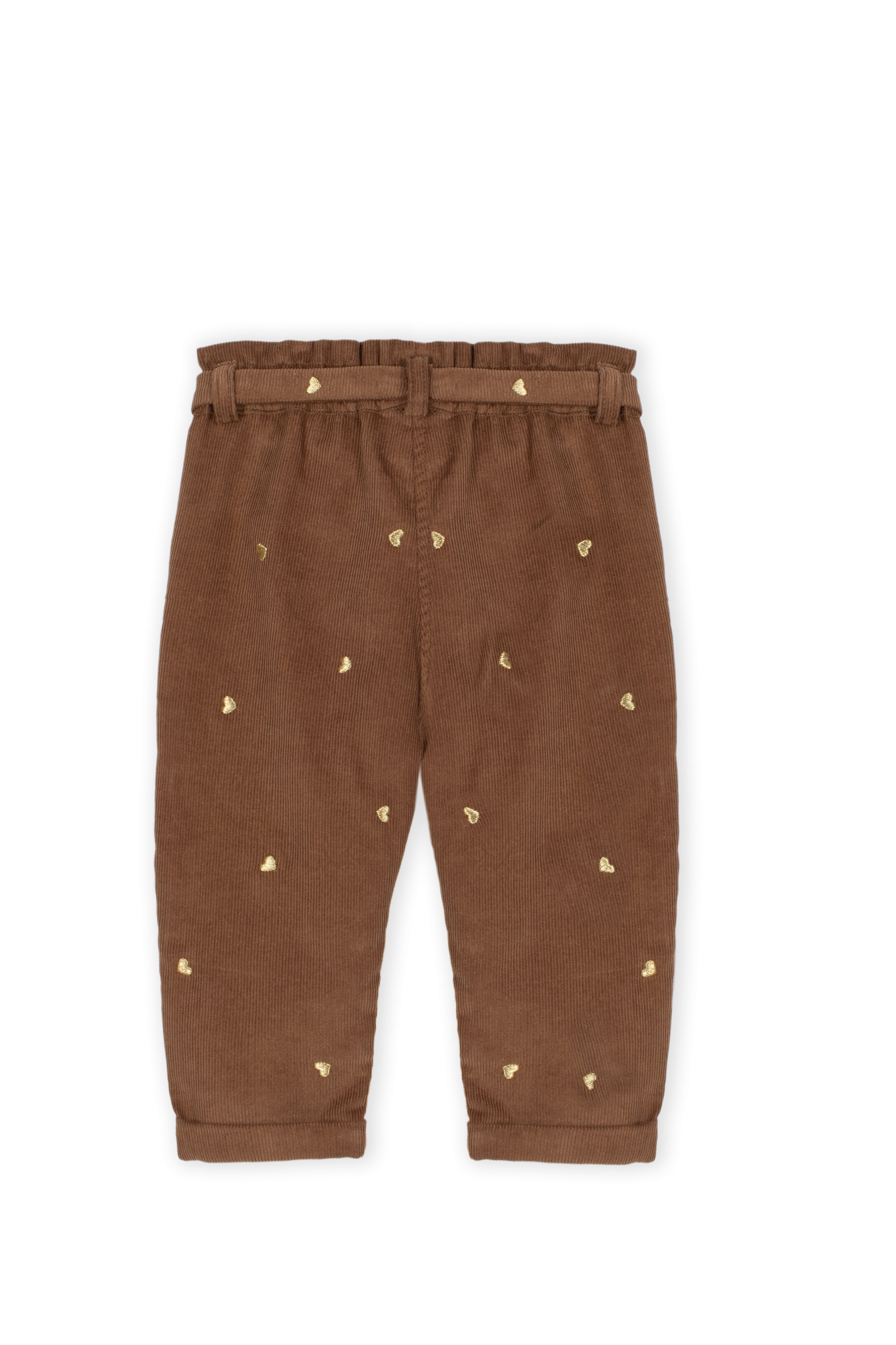 Drkid - pantalone velluto marrone con cuoricini