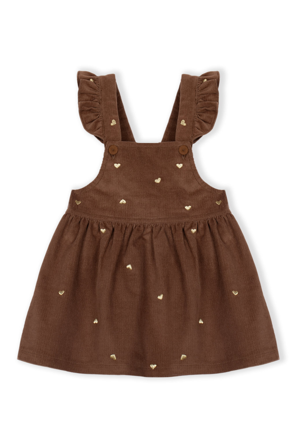 Drkid - salopette gonna velluto marrone con cuoricini