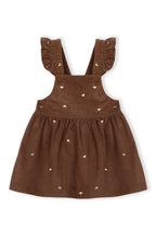 Drkid - salopette gonna velluto marrone con cuoricini