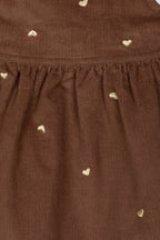 Drkid - salopette gonna velluto marrone con cuoricini