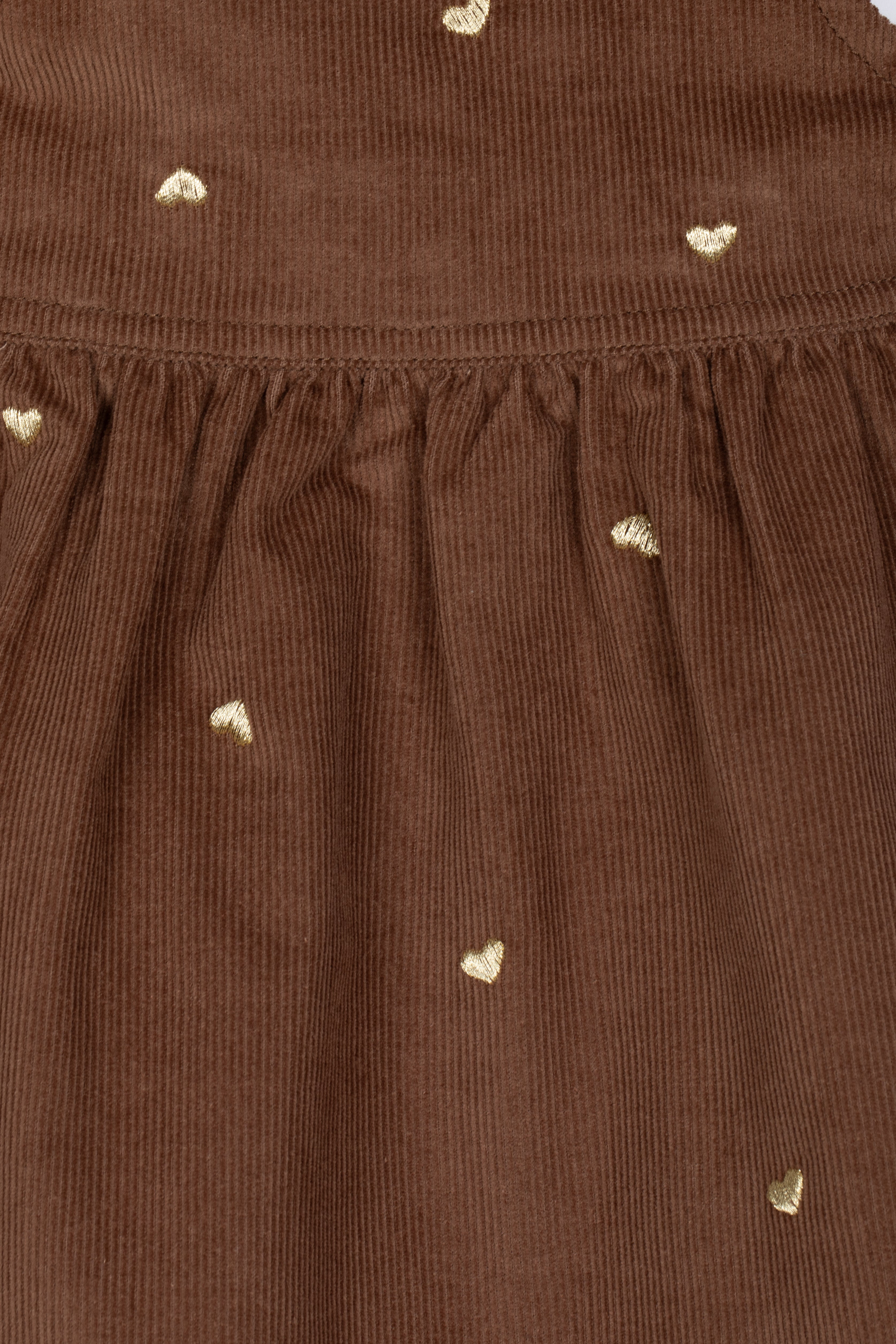 Drkid - salopette gonna velluto marrone con cuoricini