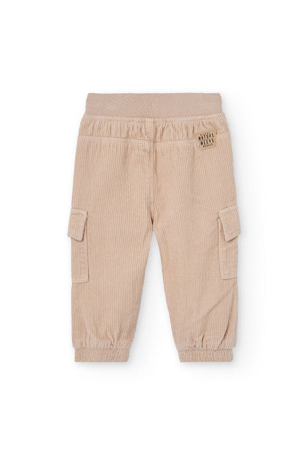 Boboli - pantalone cargo velluto beige