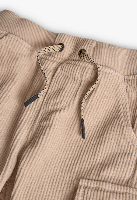 Boboli - pantalone cargo velluto beige