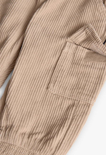 Boboli - pantalone cargo velluto beige