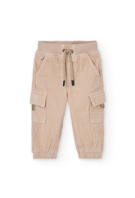 Boboli - pantalone cargo velluto beige
