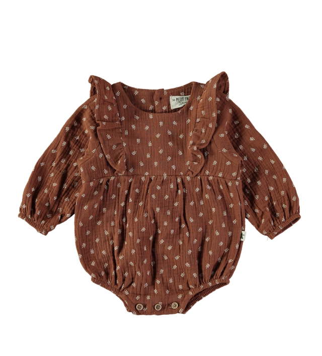 Petit Indi - pagliaccetto mussola marrone