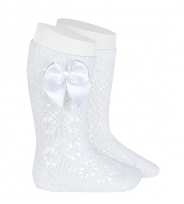 Condor - Calze lunghe perle traforate con fioccosatin