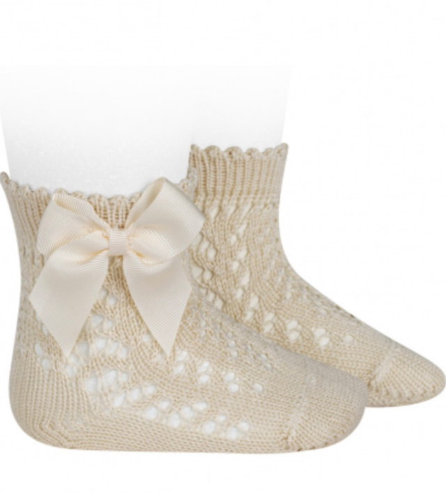 Condor - Calze corte perle traforate con fiocco grosgrain