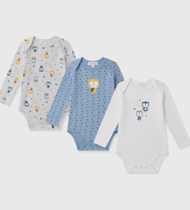 Set di 3 body cotone a manica lunga