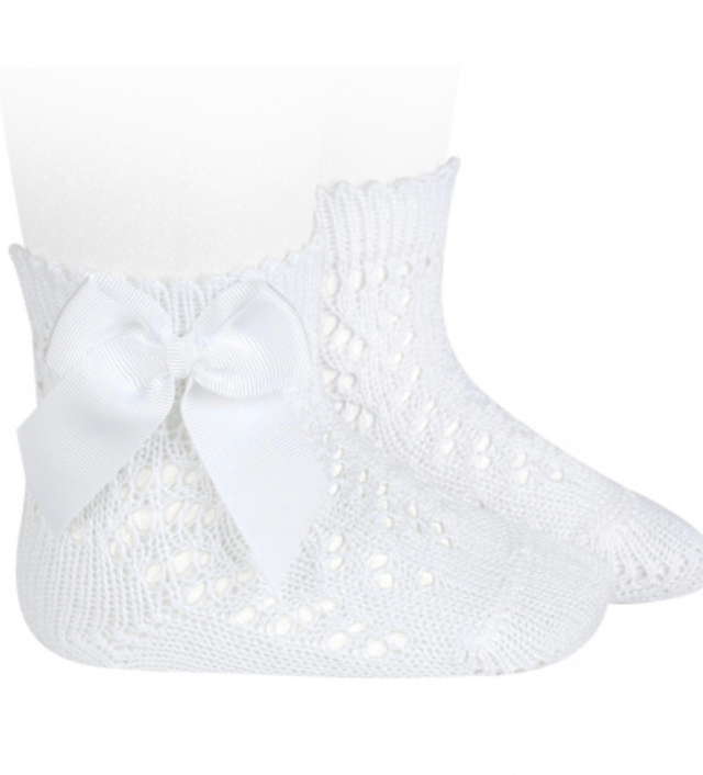 Condor - Calze corte perle traforate con fiocco grosgrain