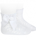 Condor - Calze corte perle traforate con fiocco grosgrain