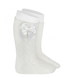 Condor - Calze lunghe perle traforate con fioccosatin