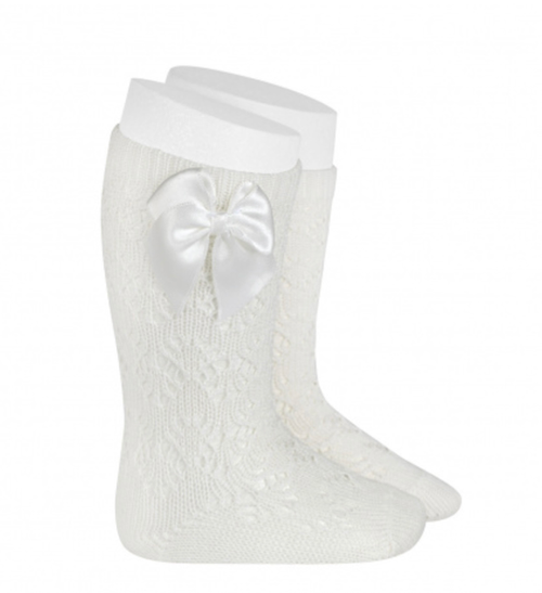 Condor - Calze lunghe perle traforate con fioccosatin