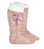 Condor - Calze lunghe perle traforate con fioccosatin