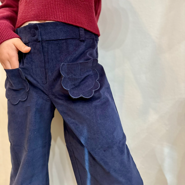 DrKid - pantalone a campana velluto navy