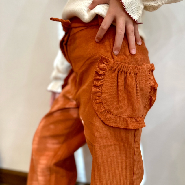 DrKid - pantalone velluto arancio bruciato