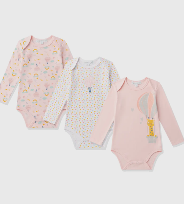 Set di 3 body cotone manica lunga