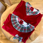 Deolinda - tutina ciniglia rossa con camicietta tartan