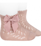 Condor - Calze corte perle traforate con fiocco grosgrain