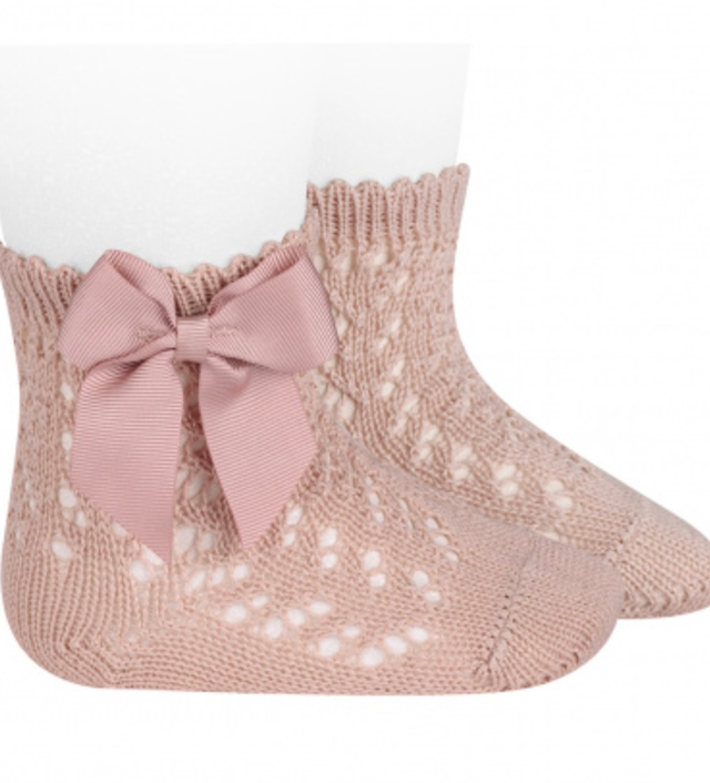 Condor - Calze corte perle traforate con fiocco grosgrain