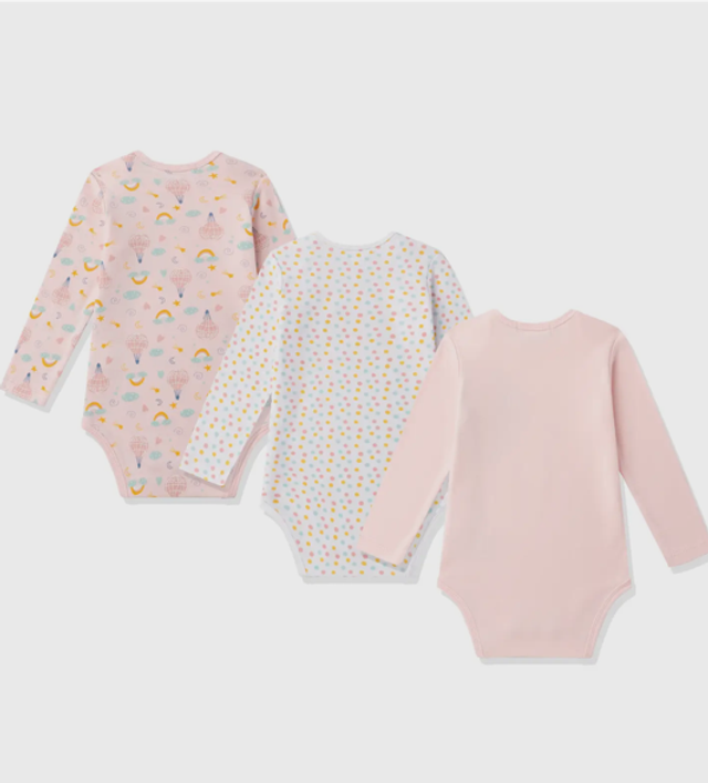 Set di 3 body cotone manica lunga