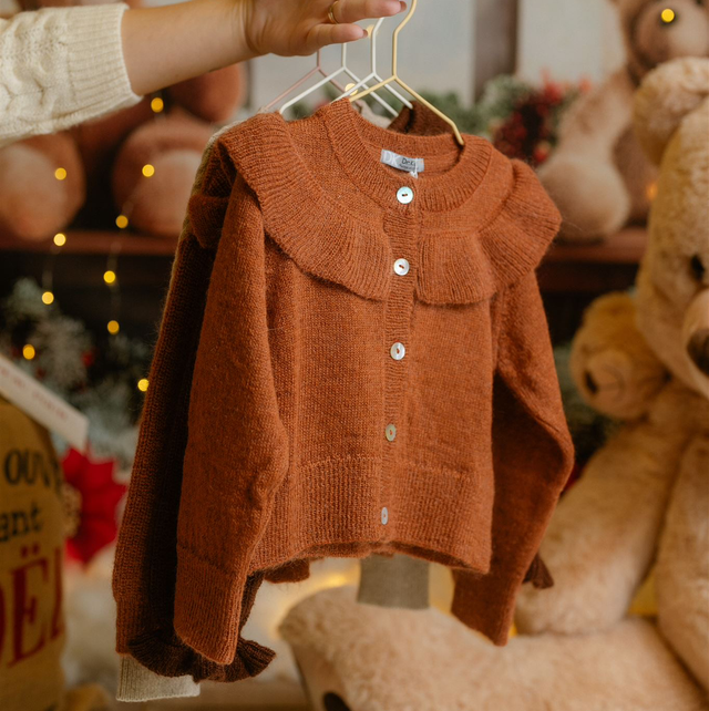 DrKid - caldo cardigan mattone con rouge