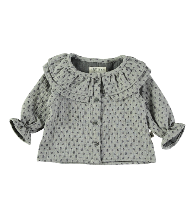Petit Indi - blusa grigia fiorellini