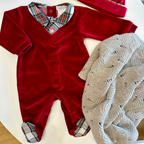 Deolinda - tutina ciniglia rossa con camicietta tartan