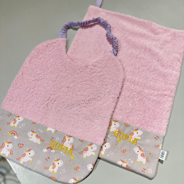 Ninin - bavaglino con elastico unicorni