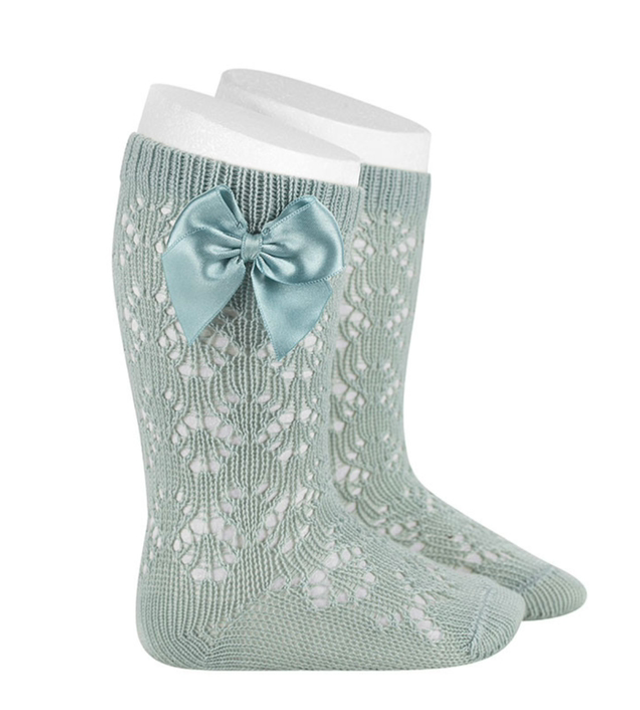 Condor - Calze lunghe perle traforate con fioccosatin